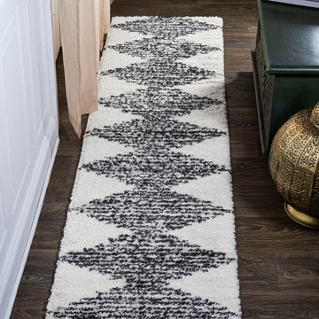 Elm Diamond Stripe Geometric Shag Area Rug